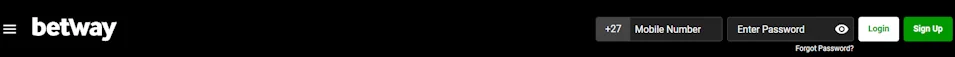 Betway Logo and head menu Screenshot